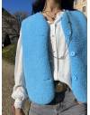 Gilet sans manches effet mouton bleu