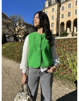 Gilet sans manches effet mouton vert