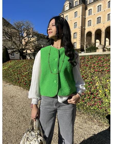 Gilet sans manches effet mouton vert
