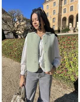 Gilet sans manches effet mouton vert clair