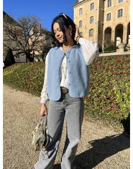 Gilet sans manches effet mouton bleu clair