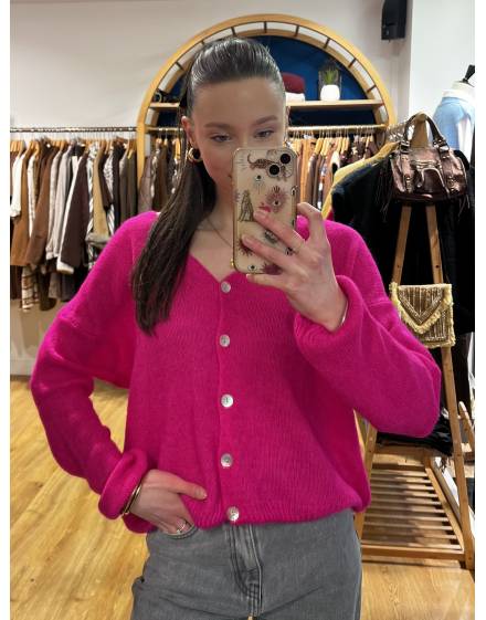 Gilet en alpaga rose fuchsia
