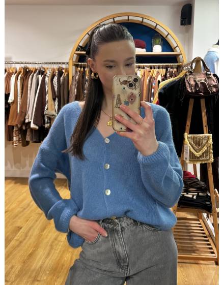 Gilet en alpaga bleu