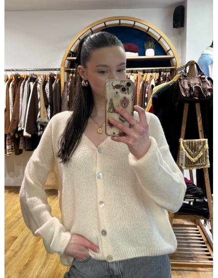 Gilet en alpaga écru