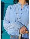 Blouse Avec Dentelle Bleu ciel
