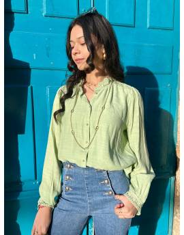 Blouse Avec Dentelle Verte