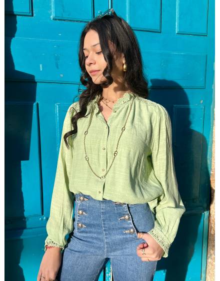Blouse Avec Dentelle Verte