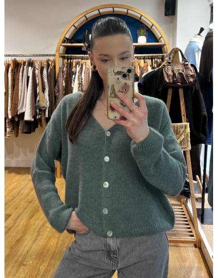 Gilet en alpaga bleu pétrole