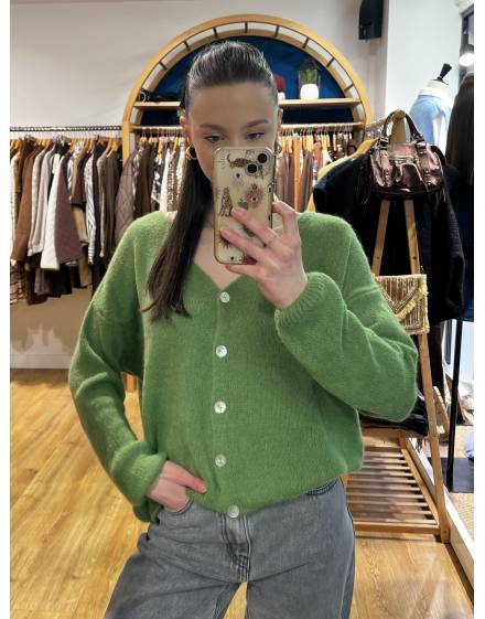 Gilet en alpaga vert olive