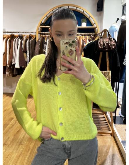 Gilet en alpaga jaune fluo