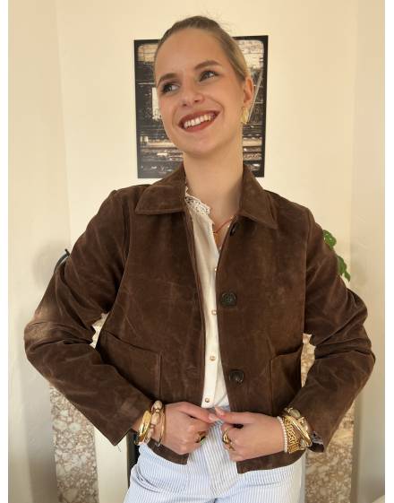 Veste Suédine Chocolat