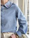 Blouse vichy bleue avec col Claudine Fleurie