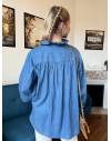 Blouse à col collerette bleue