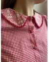 Blouse Vichy Rouge Avec Col Claudine Fleurie