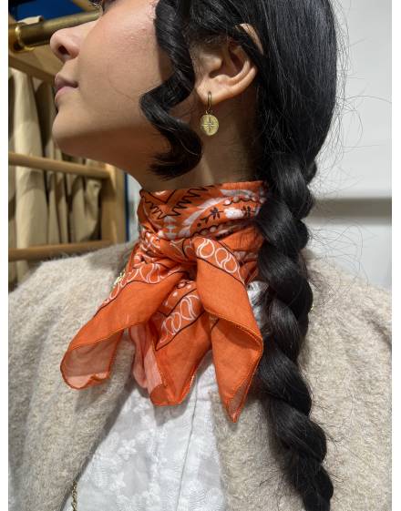 Carré Style Soie À Motifs Orange