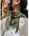 Carré Style Soie À Motifs Vert Kaki