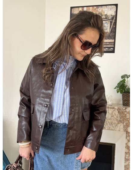 Veste Chocolat Immitation Cuir