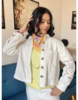 Veste en Jean Blanche Brodée