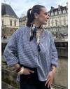 Blouse oversize à motif vichy bleu marine