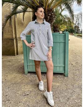 Robe à Rayures Bleu Marine et Blanche