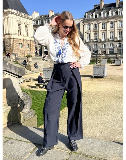 Pantalon de costume bleu marine style ballon