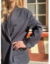 Veste blazer bleu marine avec coutures apparentes