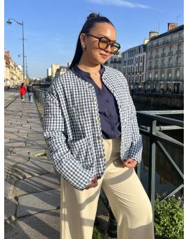 Veste matelassée vichy bleu