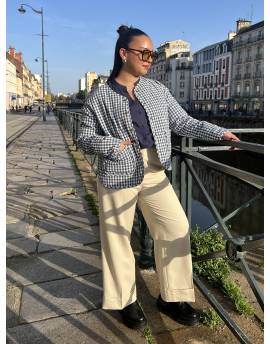 Pantalon écru à ourlets