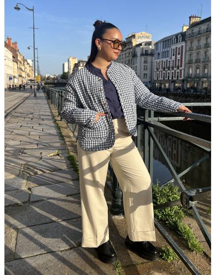 Pantalon de costume beige à ourlets