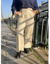 Pantalon de costume beige à ourlets