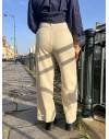 Pantalon de costume beige à ourlets