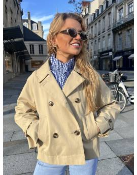 Trench beige avec doublure vichy