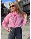 Blouse Vichy Rose À Noeud