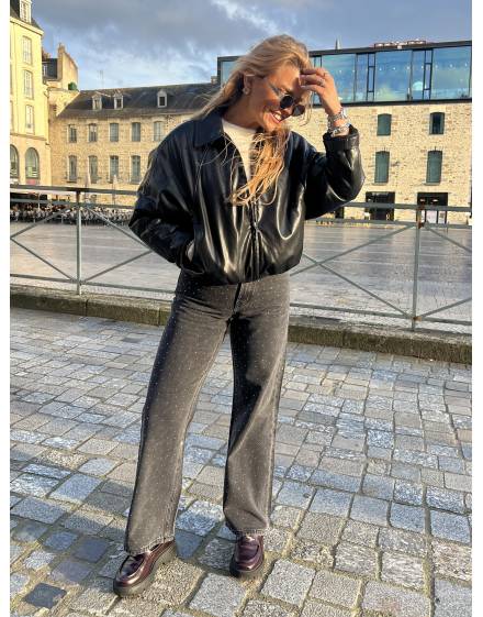 Jeans à paillettes noir