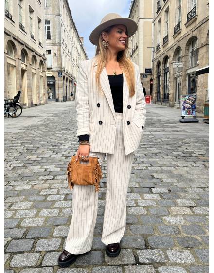 Pantalon en lin à rayures