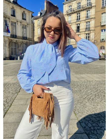 Blouse cravate liberty bleu