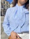 Blouse cravate liberty bleu