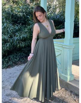 Robe cocktail vert kaki