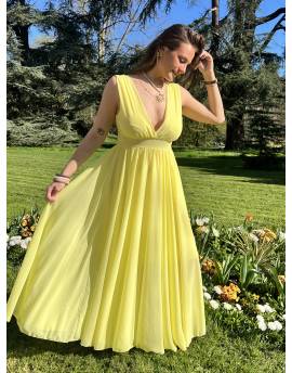 Robe cocktail jaune lumineux