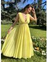 Robe cocktail jaune lumineux