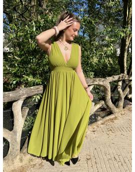 Robe cocktail vert olive