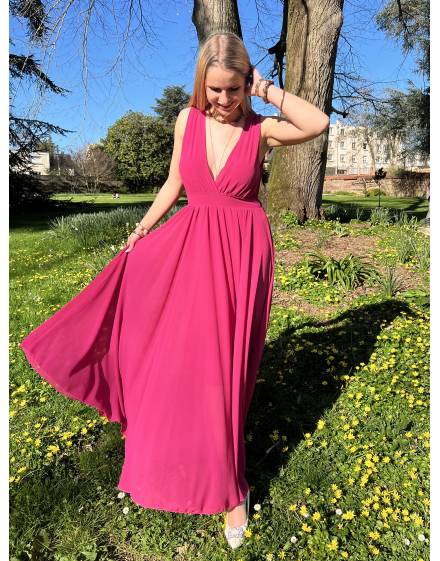 Robe cocktail rose fuchsia