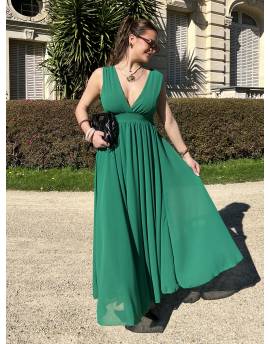 Robe cocktail vert intense