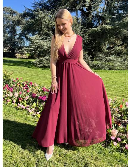 Robe cocktail rouge bordeaux