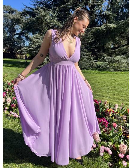 Robe cocktail violet pastel
