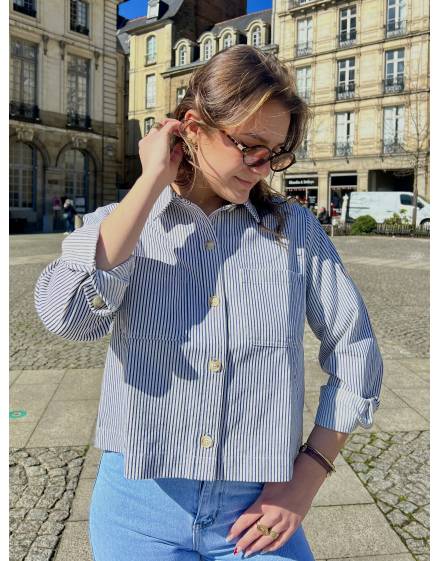 Surchemise à rayures bleues