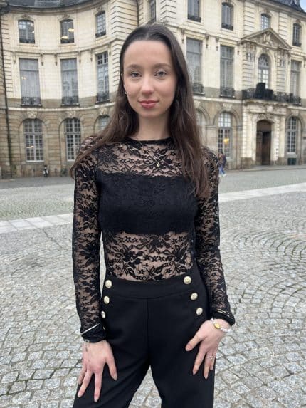 Body à Dentelle à Nœud Dos Nu