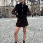 Jupe Short En Velours Marron 2