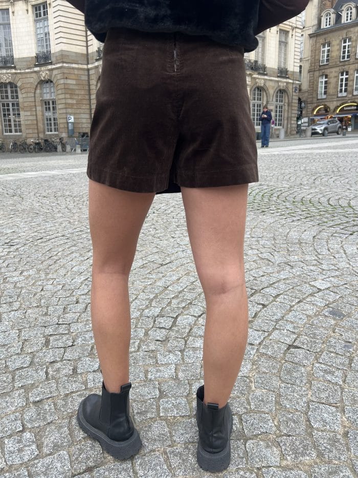 Jupe Short En Velours Marron (2)