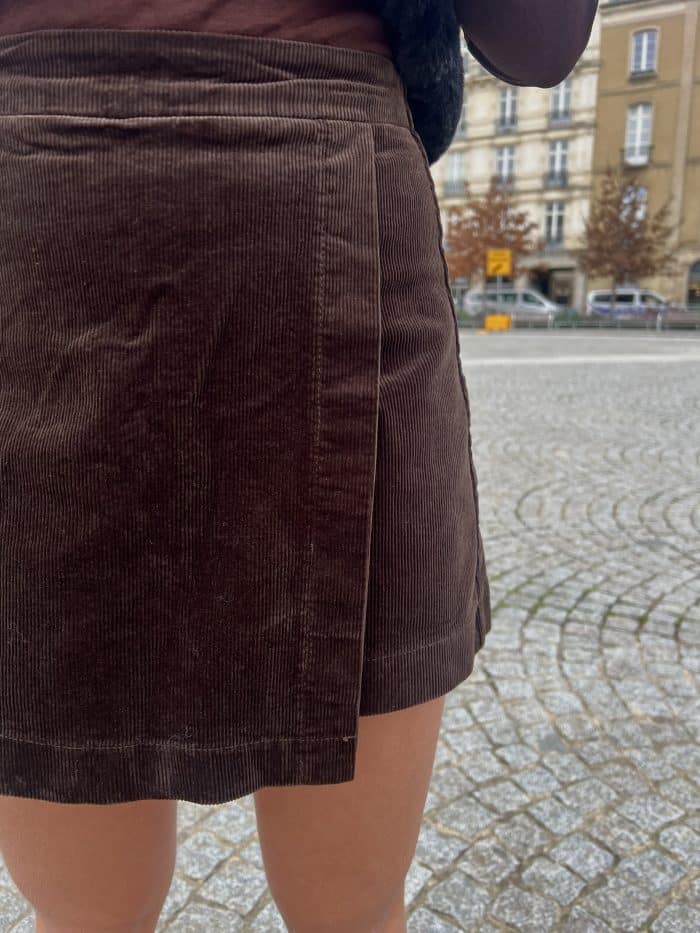Jupe Short En Velours Marron 3